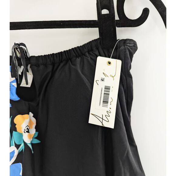 Anne Cole Strapless Floral One-Piece Swimsuit Women’s Black Swimwear - Picture 4 of 11